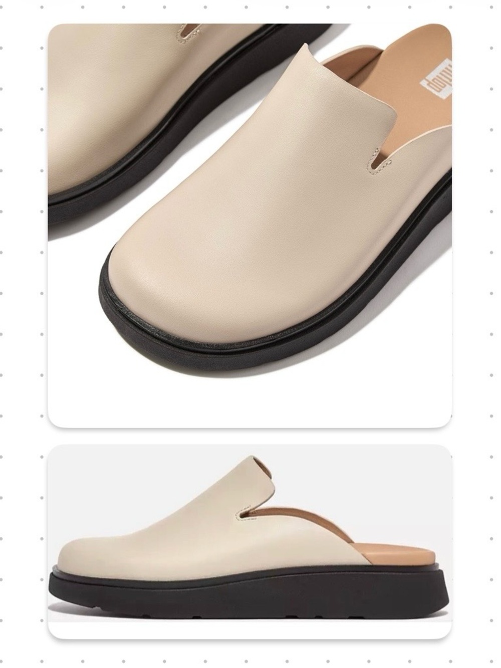 FitFlop Gen-FF clogs in “stone beige” leather